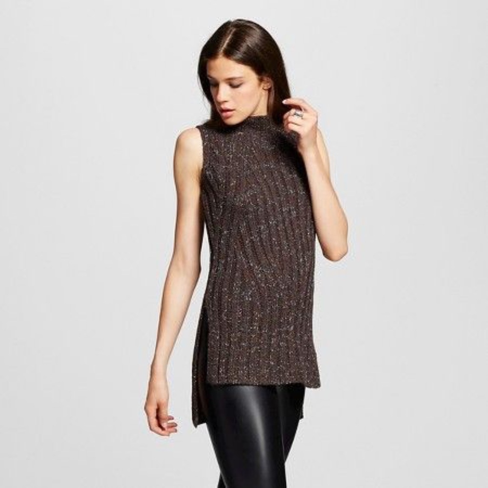 Mock turtle neck sleeveless sweater tunic NWT